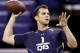 Central Florida quarterback Blake Bortles runs a drill at the NFL football scouting combine in Indianapolis, Sunday, Feb. 23, 2014. (AP Photo/Nam Y. Huh)