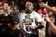 Sep 21, 2013; Toronto, Ontario, CAN; Jon Jones enters the octagon before his fight against Alexander Gustafsson (not pictured) during their light heavyweight championship bout at UFC 165 at the Air Canada Centre. Mandatory Credit: Tom Szczerbowski-USA TODAY Sports