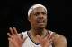 Brooklyn Nets' Paul Pierce disputes a foul during the second half of the NBA basketball game against the Chicago Bulls at the Barclays Center, Monday, March 3, 2014 in New York. The Nets defeated the Bulls 96-80. (AP Photo/Seth Wenig)