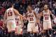 Mar 9, 2014; Chicago, IL, USA; Chicago Bulls center Joakim Noah (13) celebrates a play with shooting guard Jimmy Butler (21) during the second half against the Miami Heat at the United Center. The Bulls beat the Heat 95-88. Mandatory Credit: Rob Grabowski-USA TODAY Sports