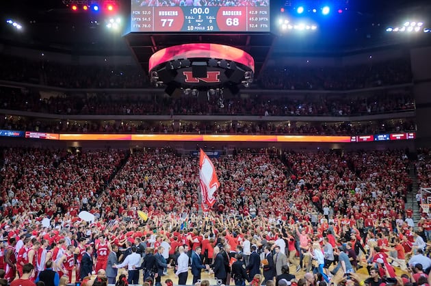 Video: Nebraska Fans Storm Court After Huskers Defeat No. 9 Wisconsin