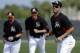 From left: Marlins third baseman Casey McGehee, left fielder Christian Yelich and right fielder Giancarlo Stanton, otherwise known as one-third of the Marlins' projected Opening Day lineup.