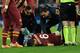 NAPLES, ITALY - MARCH 09: Kevin Strootman of Roma lies injured during the Serie A match between SSC Napoli and AS Roma at Stadio San Paolo on March 9, 2014 in Naples, Italy. (Photo by Giuseppe Bellini/Getty Images)