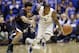 Duke's Rasheed Sulaimon, right, and Virginia's London Perrantes chase a loose ball during the first half of an NCAA college basketball game in Durham, N.C., Monday, Jan. 13, 2014. (AP Photo/Gerry Broome)