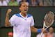 Alexandr Dolgopolov, of Ukraine, celebrates as he defeats Rafael Nadal, of Spain, their match at the BNP Paribas Open tennis tournament, Monday, March 10, 2014, in Indian Wells, Calif. Dolgopolov won 6-3, 3-6, 7-6 (5). (AP Photo/Mark J. Terrill)