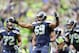 Sep 22, 2013; Seattle, WA, USA; Seattle Seahawks defensive tackle Clinton McDonald (69) celebrates after sacking Jacksonville Jaguars quarterback Chad Henne (7) during the 1st half at CenturyLink Field. Mandatory Credit: Steven Bisig-USA TODAY Sports