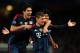 LONDON, ENGLAND - FEBRUARY 19: Toni Kroos of Bayern Muenchen celebrates scoring the opening goal with Javi Martinez of Bayern Muenchen during the UEFA Champions League Round of 16 first leg match between Arsenal and FC Bayern Muenchen at Emirates Stadium on February 19, 2014 in London, England. (Photo by Shaun Botterill/Getty Images)