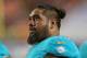 Miami Dolphins defensive tackle Paul Soliai (96) on the sidelines during the second half of an NFL preseason football game against the New Orleans Saints, Thursday, Aug. 29, 2013 in Miami Gardens, Fla. (AP Photo/J Pat Carter)
