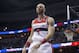 Washington Wizards center Marcin Gortat (4) argues a call during the second half of an NBA basketball game against the Utah Jazz on Wednesday, March 5, 2014, in Washington. (AP Photo/ Evan Vucci)