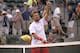 Stanislas Wawrinka, of Switzerland, celebrates his 6-0, 6-2 win over Andreas Seppi, of Italy, after a third round match at the BNP Paribas Open tennis tournament, Monday, March 10, 2014 in Indian Wells, Calif. (AP Photo/Mark J. Terrill)
