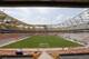 FILE - This is a Tuesday, Dec. 10, 2013 file photo workers erect the roof of the Arena Amazonia in Manaus, Brazil. Manaus is the most remote of Brazil’s World Cup cities. Of all places visited by the World Cup in 84 years of traveling the globe, the Amazon city of Manaus is arguably the most wild and wacky, a new frontier for football’s showcase. (AP Photo/Ferdinand Ostrop, File)