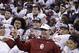 Oklahoma head coach Bob Stoops poses with his team after the NCAA college football Sugar Bowl in New Orleans, Thursday, Jan. 2, 2014. Oklahoma beat Alabama 45-31. (AP Photo/Rusty Costanza)