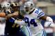 ARLINGTON, TX - SEPTEMBER 22: Tackle Joe Barksdale #72 of the St. Louis Rams blocks defensive end DeMarcus Ware #94 of the Dallas Cowboys during the game at AT&T Stadium on September 22, 2013 in Arlington, Texas. (Photo by Jamie Squire/Getty Images)
