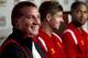 Liverpooll FC manager Brendan Rodgers takes questions from reporters as captain Steven Gerrard, center, and teammate defender Glen Johnson, right, look on during a news conference at Fenway Park baseball stadium, in Boston, Tuesday, July 24, 2012. Liverpool are to play Roma in a friendly soccer game at Fenway Park on Wednesday. (AP Photo/Steven Senne)