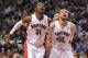 Jan 25, 2014; Toronto, Ontario, CAN; Toronto Raptors guard Terrence Ross (31) and center Jonas Valanciunas (17) box out Los Angeles Clippers forward Hedo Turkoglu (8) at Air Canada Centre. The Clippers beat the Raptors 126-118. Mandatory Credit: Tom Szczerbowski-USA TODAY Sports