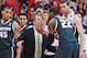 COLUMBUS, OH - MARCH 9: Head Coach Tom Izzo of the Michigan State Spartans and Branden Dawson #22 of the Michigan State Spartans argue during a timeout in the second half against the Ohio State Buckeyes on March 9, 2014 at Value City Arena in Columbus, Ohio. Ohio State defeated Michigan State 69-67. (Photo by Jamie Sabau/Getty Images)