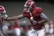 Alabama defensive back Eddie Jackson (4)runs through drills during practice for an upcoming NCAA college football game against Oklahoma in New Orleans, Saturday, Dec. 28, 2013. Alabama plays Oklahoma in the Sugar Bowl Jan. 2, 2014. (AP Photo/Gerald Herbert)