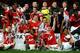 MANCHESTER, ENGLAND - MAY 23: The Manchester United Team celebrate victory in the FA Youth Cup Final 2nd Leg match between Manchester United and Sheffield United at Old Trafford on May 23, 2011 in Manchester, England. (Photo by Laurence Griffiths/Getty Images)