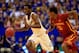LAWRENCE, KS - JANUARY 29: Andrew Wiggins #22 of the Kansas Jayhawks controls the ball as Monte Morris #11 of the Iowa State Cyclones defends during the game at Allen Fieldhouse on January 29, 2014 in Lawrence, Kansas. (Photo by Jamie Squire/Getty Images)