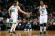 BOSTON, MA - DECEMBER 16: Kelly Olynyk #41 and Jared Sullinger #7 of the Boston Celtics react following a basket in the second quarter against the Minnesota Timberwolves during the game at TD Garden on December 16, 2013 in Boston, Massachusetts. NOTE TO USER: User expressly acknowledges and agrees that, by downloading and or using this photograph, User is consenting to the terms and conditions of the Getty Images License Agreement. (Photo by Jared Wickerham/Getty Images)