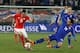 ST GALLEN, SWITZERLAND - MARCH 05: Mate Males of Croatia (R) challenges Josip Drmic of Switzerland (L) during the international friendly match between Switzerland and Croatia at the AFG Arena on March 5, 2014 in St Gallen, Switzerland. (Photo by Marc Eich/Getty Images)