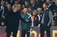 LONDON, ENGLAND - MARCH 13: Tim Sherwood manager of Tottenham Hotspur argues with Jorge Jesus manager of Benfica during the UEFA Europa League Round of 16 first leg match between Tottenham Hotspur FC and SL Benfica at White Hart Lane on March 13, 2014 in London, England. (Photo by Clive Rose/Getty Images)