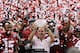 ADVANCE FOR WEEKEND EDITIONS, AUG. 10-11 - FILE - In this Jan. 9, 2012, file photo, Alabama head coach Nick Saban celebrates with his team after defeating LSU 21-0 in the the BCS National Championship college football game in New Orleans. Saban is rapidly gaining on Paul