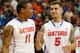 ATLANTA, GA - MARCH 14: Scottie Wilbekin #5 of the Florida Gators reacts with Lexx Edwards #11 after their 72-49 win over the Missouri Tigers during the quarterfinals of the SEC Men's Basketball Tournament at Georgia Dome on March 14, 2014 in Atlanta, Georgia. (Photo by Kevin C. Cox/Getty Images)