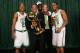 BOSTON - JUNE 17: (L-R) Ray Allen #20, Head Coach Doc Rivers, Kevin Garnett #5, General Manager Danny Ainge and Paul Pierce #34 of the Boston Celtics pose for a portrait with the Larry O'Brien trophy after defeating the Los Angeles Lakers in Game Six of the 2008 NBA Finals on June 17, 2008 at TD Banknorth Garden in Boston, Massachusetts. The Boston Celtics won 131-92. NOTE TO USER:User expressly acknowledges and agrees that, by downloading and/or using this Photograph, user is consenting to the terms and conditions of the Getty Images License Agreement. Mandatory Copyright Notice: Copyright 2008 NBAE (Photo by Nathaniel S. Butler/NBAE via Getty Images)