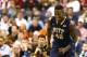 GREENSBORO, NC - MARCH 14: Talib Zanna #42 of the Pittsburgh Panthers reacts after a basket against the North Carolina Tar Heels during the quarterfinals of the 2014 Men's ACC Basketball Tournament at Greensboro Coliseum on March 14, 2014 in Greensboro, North Carolina. (Photo by Streeter Lecka/Getty Images)