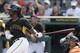 Pittsburgh Pirates' Andrew McCutchen hits during a spring exhibition baseball game against the Baltimore Orioles in Bradenton, Fla., Monday, March 10, 2014. (AP Photo/Carlos Osorio)