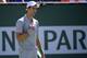 Novak Djokovic, of Serbia, celebrates after winning a quarterfinal match 6-1, 6-3, against Julien Benneteau, of France at the BNP Paribas Open tennis tournament, Friday, March 14, 2014, in Indian Wells, Calif. (AP Photo/Mark J. Terrill)