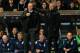 Chelsea manager Jose Mourinho, right, and Aston Villa manager Paul Lambert speak during the English Premier League soccer match between Aston Villa and Chelsea at Villa Park, Birmingham, England, Saturday, March 15, 2014. (AP Photo/Rui Vieira)