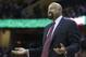 New York Knicks coach Mike Woodson reacts during the fourth quarter of an NBA basketball game against the Cleveland Cavaliers on Saturday, March 8, 2014, in Cleveland. New York defeated Cleveland 107-97. (AP Photo/Tony Dejak)