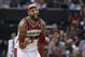 Washington Wizards forward Drew Gooden celebrates a basket during the second half of an NBA basketball game against the Brooklyn Nets on Saturday, March 15, 2014, in Washington. The Wizards defeated the Nets 101-94. (AP Photo/ Evan Vucci)