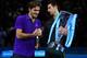 LONDON, ENGLAND - NOVEMBER 12: Novak Djokovic of Serbia shakes hands with Roger Federer of Switzerland as he holds the trophy following their men's singles final match against Roger Federer of Switzerland during day eight of the ATP World Tour Finals at O2 Arena on November 12, 2012 in London, England. (Photo by Julian Finney/Getty Images)