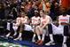 Mar 14, 2014; Greensboro, NC, USA; Syracuse Orange forward Jerami Grant (3) and guard Tyler Ennis (11) and forward C.J. Fair (5) and guard Trevor Cooney (10) and forward Rakeem Christmas (25) during player introductions in the quarterfinals of the ACC college basketball tournament at Greensboro Coliseum. Mandatory Credit: Bob Donnan-USA TODAY Sports