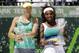 Maria Sharapova and Serena Williams at trophy ceremony at last year's Sony Open in Miami
