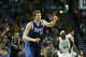 Feb 9, 2014; Boston, MA, USA; Dallas Mavericks power forward Dirk Nowitzki (41) celebrates against the Boston Celtics during the second half at TD Garden. Mandatory Credit: Mark L. Baer-USA TODAY Sports