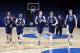 Mar 17, 2014; Dayton, OH, USA; Xavier Muskateers run during practice the day before the first round of the NCAA Tournament at University of Dayton Arena. Mandatory Credit: Brian Spurlock-USA TODAY Sports