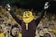 TEMPE, AZ - NOVEMBER 16: Team mascot Sparky of the Arizona State Sun Devils leads the student section in cheer during the third quarter of their college football game against the Oregon State Beavers at Sun Devil Stadium on November 16, 2013 in Tempe, Arizona. (Photo by Ralph Freso/Getty Images)