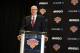 NEW YORK, NY - MARCH 18: Phil Jackson speaks at a press conference after being announced as the new president of basketball operations for the New York Knicks on March 18, 2014 in New York City. NOTE TO USER: User expressly acknowledges and agrees that, by downloading and/or using this Photograph, user is consenting to the terms and conditions of the Getty Images License Agreement. Mandatory Copyright Notice: Copyright 2014 NBAE (Photo by Nathaniel S. Butler/NBAE via Getty Images)