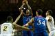 WACO, TX - FEBRUARY 04: Joel Embiid #21 of the Kansas Jayhawks shoots the ball over the Baylor Bears on February 4, 2014 at the Ferrell Center in Waco, Texas. (Photo by Cooper Neill/Getty Images)