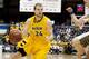 North Dakota State's Taylor Braun (24) drives against South Dakota State during their NCAA college basketball final game in the Summit League tournament, Tuesday, March 12, 2013, in Sioux Falls, S.D. South Dakota State won 73-67. (AP Photo/Elijah Van Benschoten)
