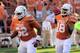 AUSTIN, TX - NOVEMBER 02: Tyrone Swoopes #18 of the Texas Longhorns drops back to pass against the Kansas Jayhawks during a game at Darrell K Royal-Texas Memorial Stadium on November 2, 2013 in Austin, Texas. Texas won the game 35-13. (Photo by Stacy Revere/Getty Images)
