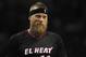 Miami Heat forward Chris Andersen smiles at a fan during the second half of an NBA basketball game against the San Antonio Spurs on Thursday, March 6, 2014, in San Antonio. San Antonio won 111-87. (AP Photo/Darren Abate)