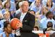 Mar 3, 2014; Chapel Hill, NC, USA; North Carolina Tar Heels head coach Roy Williams with the ball in the first half. The Tar Heels defeated the fighting Irish 63-61 at Dean E. Smith Student Activities Center. Mandatory Credit: Bob Donnan-USA TODAY Sports