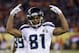 Seattle Seahawks' Golden Tate (81) celebrates during the first half of the NFL Super Bowl XLVIII football game against the Denver Broncos, Sunday, Feb. 2, 2014, in East Rutherford, N.J. (AP Photo/Jeff Roberson)