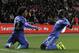 Chelsea's Willian, left, celebrates his goal against Southampton with teammate Ramires during their English Premier League soccer match at St Mary's stadium, Southampton, England, Wednesday, Jan. 1, 2014. (AP Photo/Sang Tan)