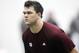 Texas A&M offensive tackle Jake Matthews competes during Texas A&M's pro day held Wednesday, March 5, 2014, in College Station, Texas. (AP Photo/Patric Schneider)